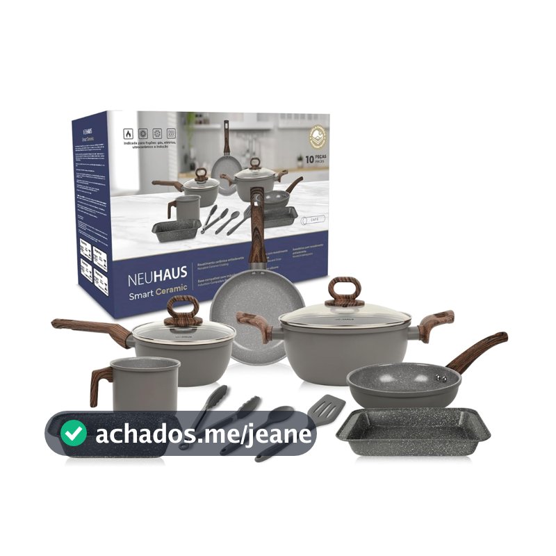 Conjunto de Panelas Neuhaus 10 Peças Smart Ceramic, Antiaderente com Utensílios Premium