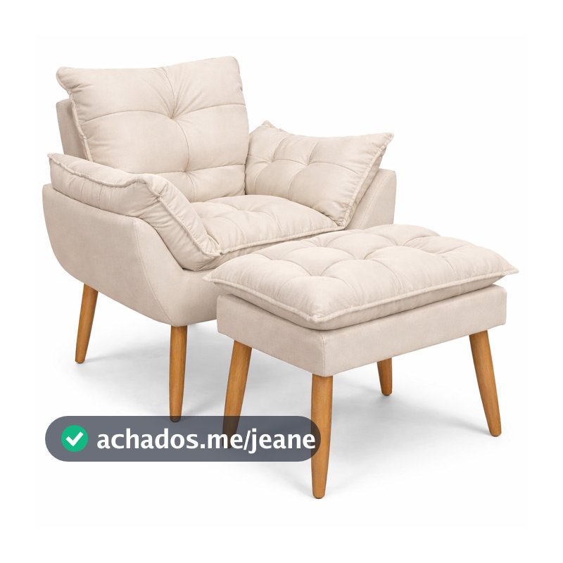 Quarto de Bebê Completo Kit Poltrona Puff Para Amamentação Suede Bege