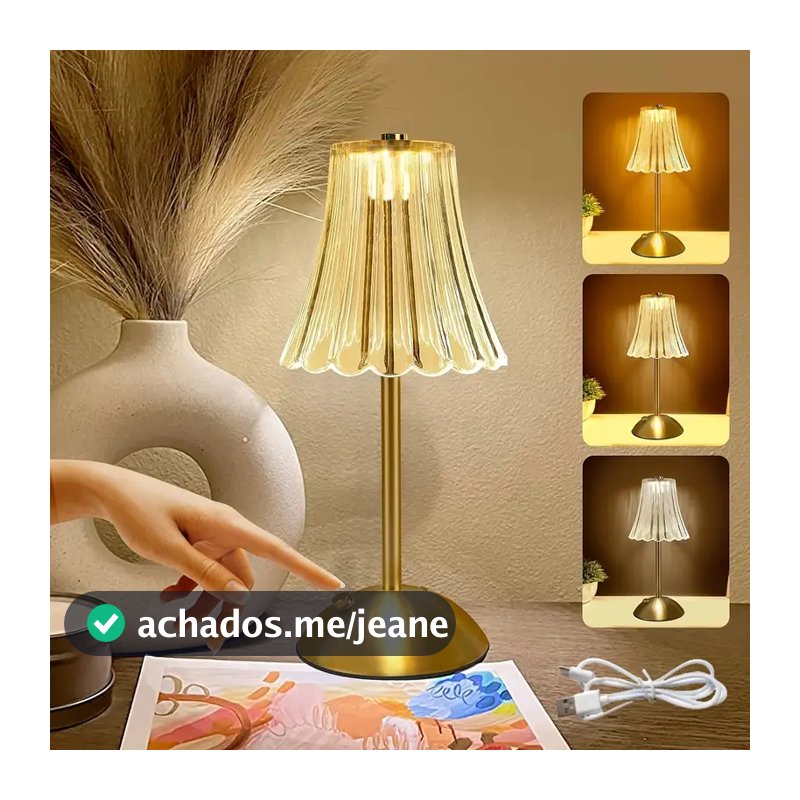 Lâmpada Abajur Mesa Com Barra Led Sensor Toque De Luz Quarto Sem Fio 3 Cores