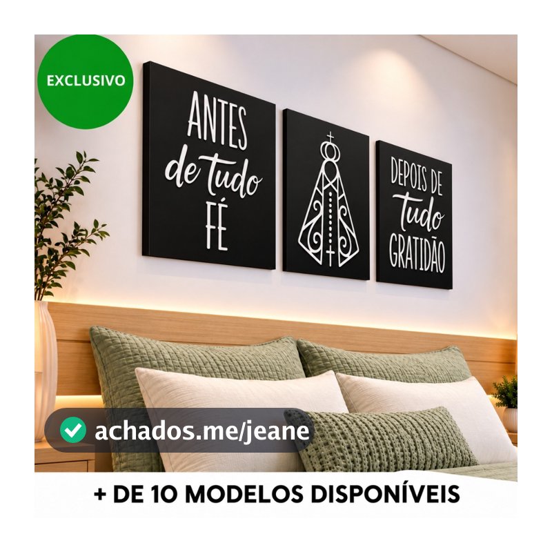 Kit 3 Quadros Religiosos Parede Nossa Senhora Aparecida Decoração Quarto Sala Cabeceira