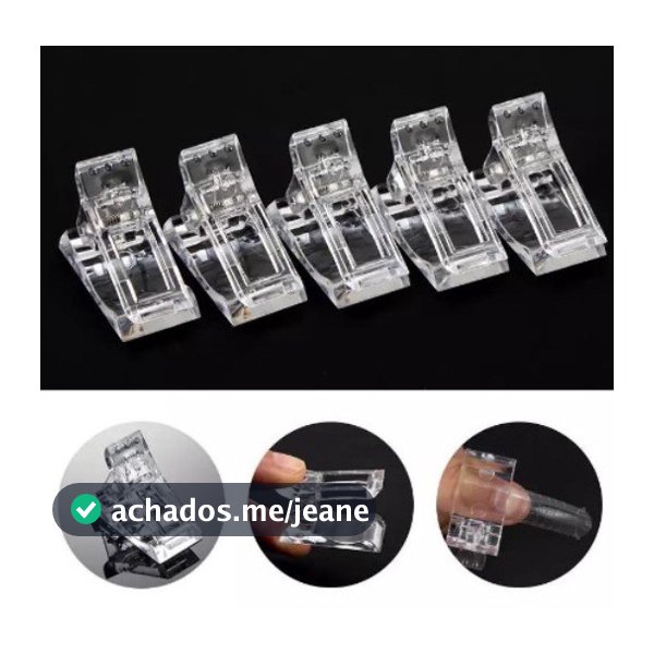 KIT 10/20/30 Presilha Prendedor Unha de Gel Curvatura C Polygel Molde F1 Transparente Pronto Entrega