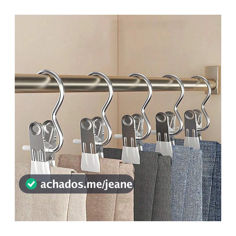 Kit 10-20 Cabide Roupa Ganchos de Calça Jeans Aço Inoxidável