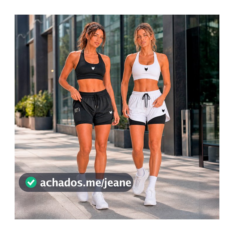Kit Roupa Academia Feminina Top Esportivo E Short 2 Em 1 Tênis Corrida Fitness
