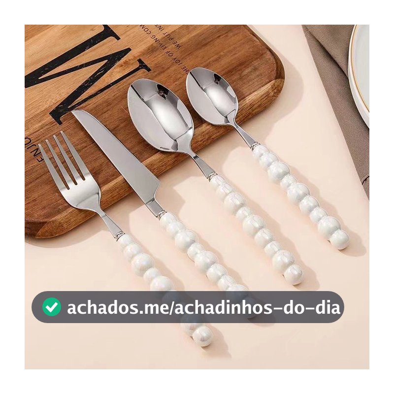 Conjunto De Talheres Criativos Em Forma De Pérola , 4 Unidades , De Bife 304 , Garfo De Sobremesa E Colher Com Alça De C