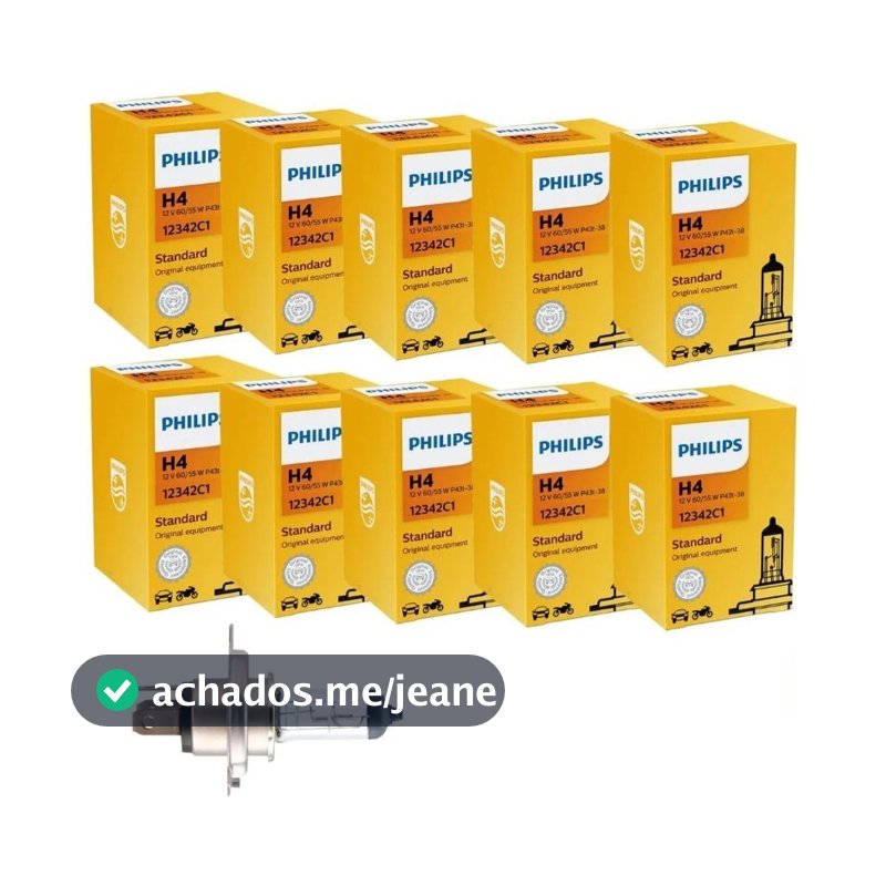 Kit 10 Lâmpadas Farol H4 12v 35/35w Philips Moto