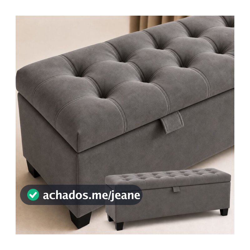 Baú Banco Puff Recamier 120cm Organizador Multiuso Guarda Brinquedos Enxoval Almofadas E Cobertores