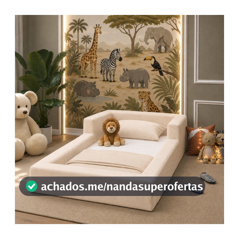 Cama Montessoriana Solteiro Aurora com Colchão Tecido Boucle