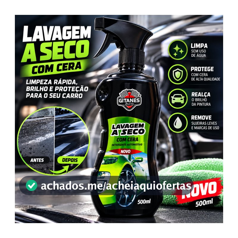Lava a Seco - Lavagem Ecológica Com Cera Gitanes 500 ml Produto Automotivo