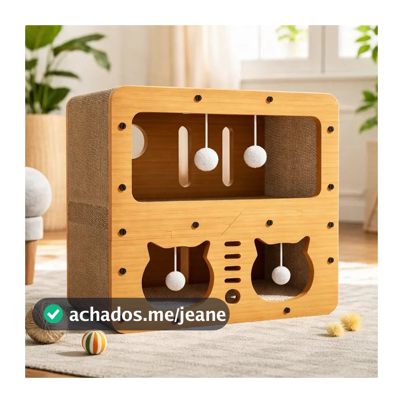 Cama Arranhador  Para Gatos 2 Em 1 Base De Madeira + Papelão