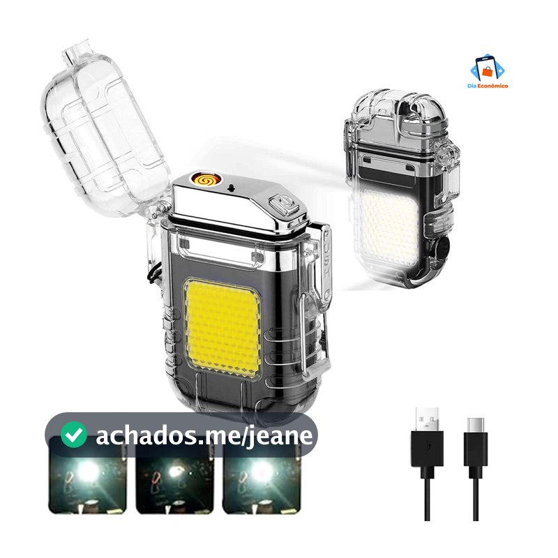 Isqueiro Elétrico LED Recarregável USB Compacto Seguro Não Queima Design Ergonômico Leve