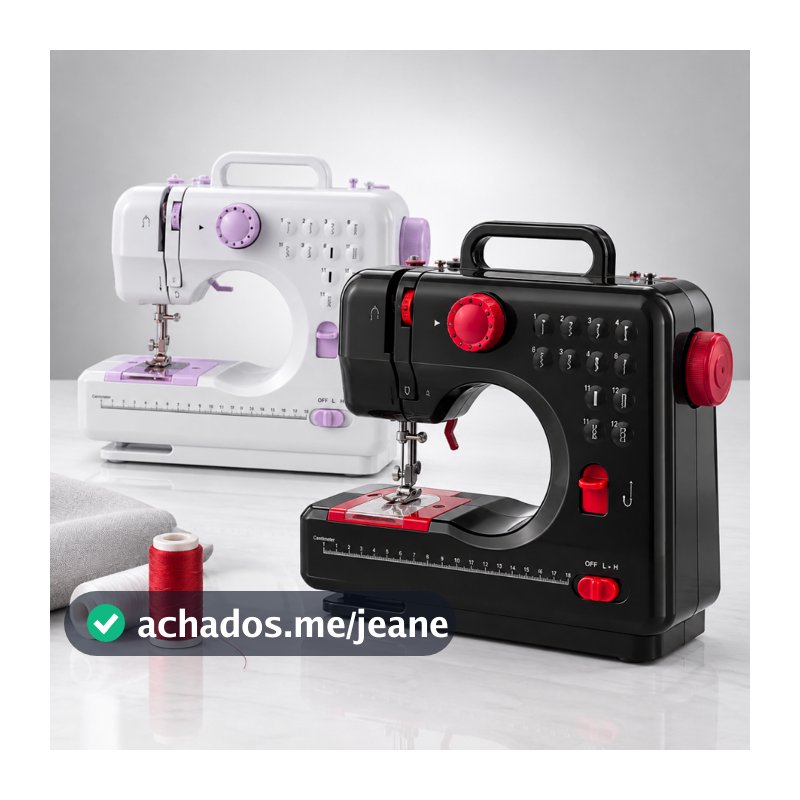 Mini Máquina de Costura Doméstica Multifuncional – 12 Pontos – Compacta e Prática