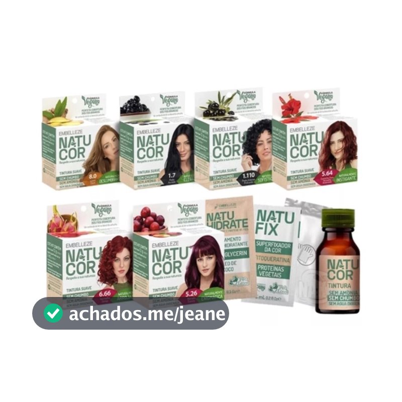 Kit com 4 Tinturas Embelleze Natucor Coloração Suave Sem Amônia