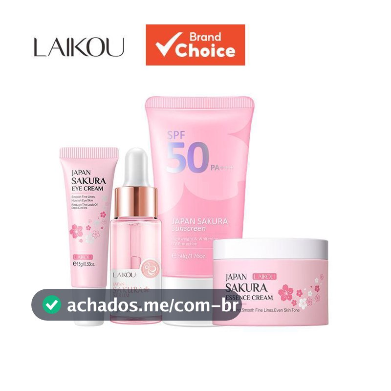 LAIKOU Sakura Sunscreen Rejuvenation Serum Remove Wrinkle Eye Cream SPF50 4pcs