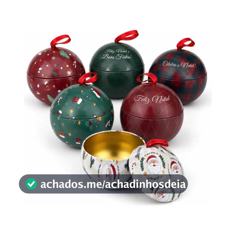 Kit 12 Bolas De Natal Metal Decoração Latas Natalinas 8,5cm