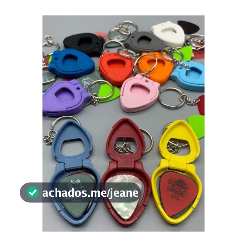 Chaveiro Porta Palheta para Guitarra Violão Estojo Mini Palhetas Presente Música Várias Cores