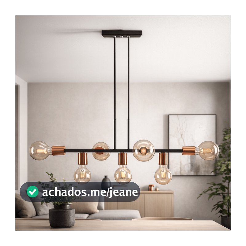 Lustre Pendente Industrial 7 Lâmpadas 68cm Moderno Decorativo Bivolt
