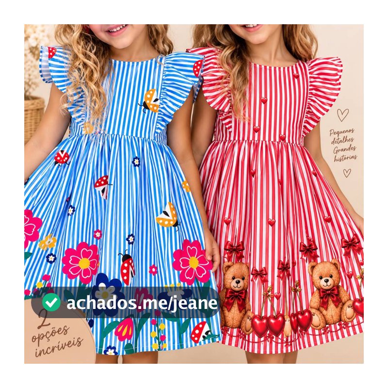 Vestido Infantil Menina Princesa  Listrado Floral Barrado Varias Cores para Festas  Dia Das Crianças