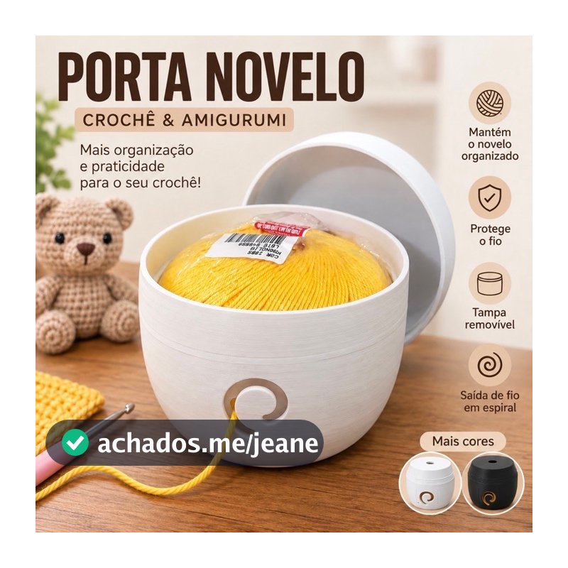 Porta Novelo para Amigurumi e Crochê com Tampa | Organizador de Linha e Fio