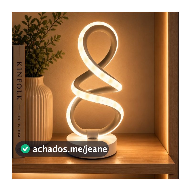 Luminária LED Moderna Espiral – 3 Tons de Luz e Brilho Ajustável