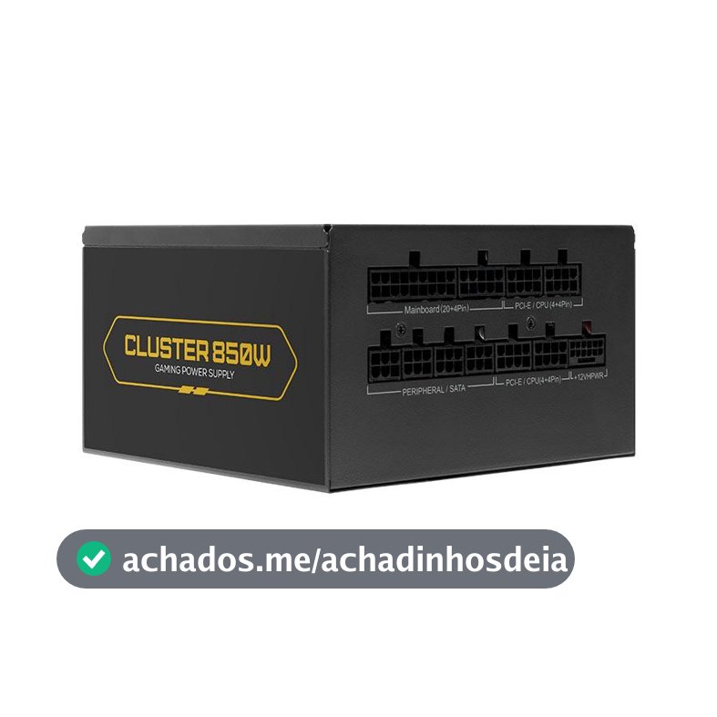 Fonte Pichau Cluster, 850W, PCIe 5.0, Full Modular, 80 Plus Gold, Preto, PG-CL850-BK01