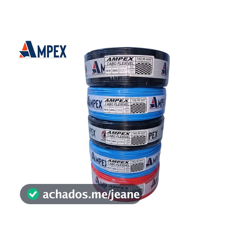 Fio Elétrico Cabo Flexível 2,5mm Rolo de 100m – Certificado INMETRO | Anti-chamas | Ampex