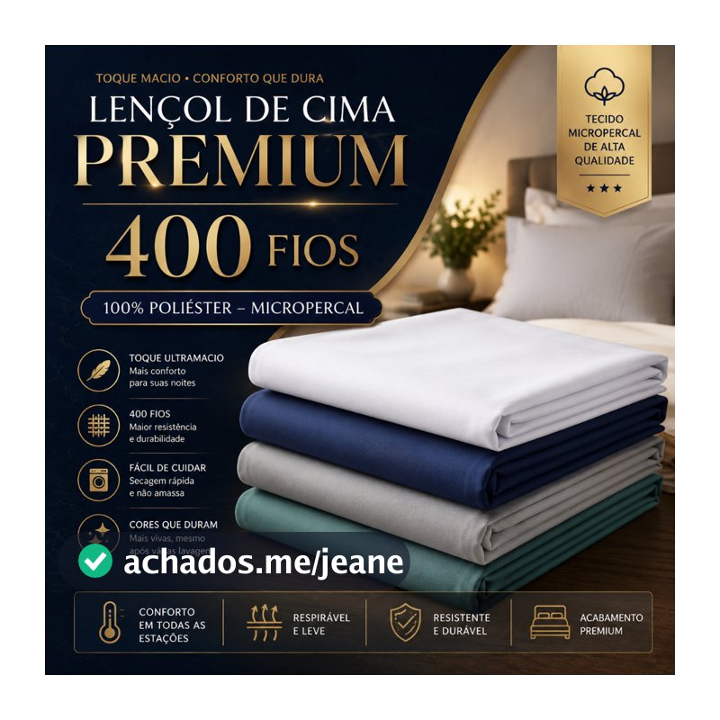 Lençol Sem Elástico Avulso - Cama Solteiro, Casal, Queen e King - MAX QUALIDADE - 400 FIOS POLIÉSTER