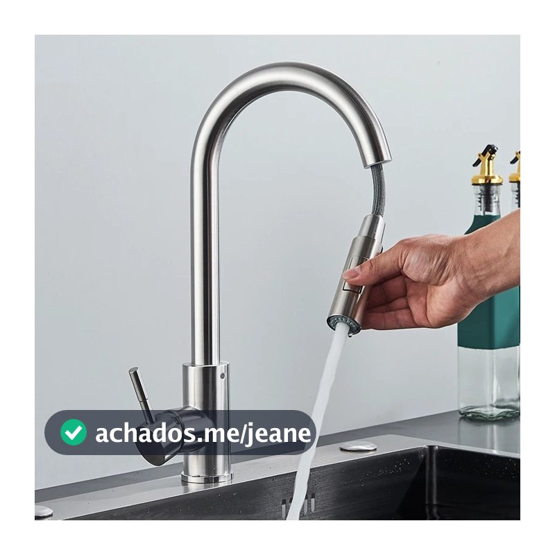 Torneira Para Cozinha Gourmet Misturador Monocomando Em Aço Inox Escovado