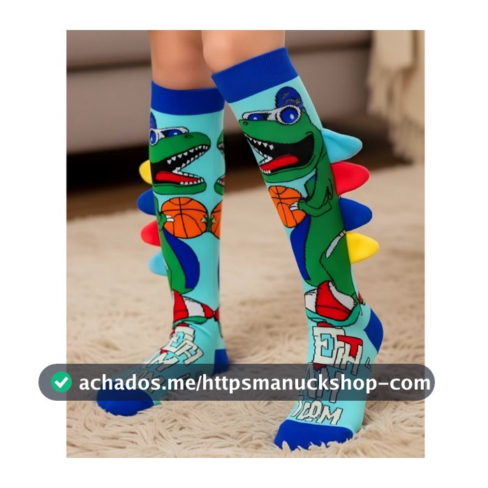 Meias infantis com estampa 3D de desenhos animados - Meias até o joelho, divertidas, coloridas e perfeitas para festas.