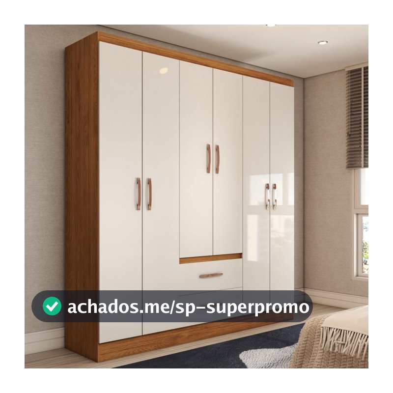 Guarda-Roupa Solteiro Belmont 6 Portas 2 Gavetas - Panorama Móveis
