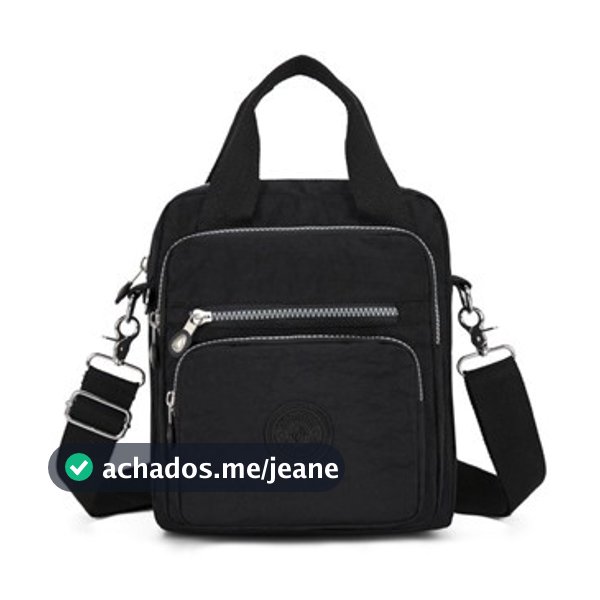 Bolsa feminina nylon impermeável vira mochila transversal tiracolo leve 3em1Com pingente de bola de cabelo