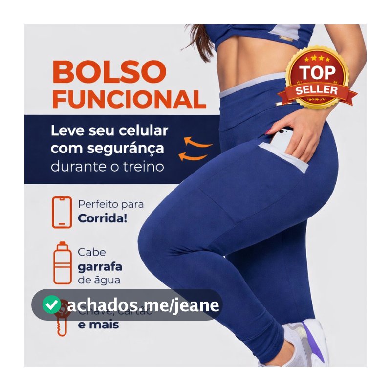 Legging Feminina Cris Cintura Alta com Bolso Academia Fitness Zero Transparência Suplex Treino Corrida