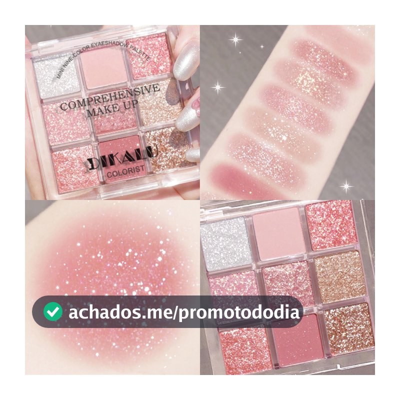 Paleta De Sombras De 9 Cores-Acabamentos Foscos , Brilhantes E Em Tons De Terra , Esfumaçados Azuis-Roxos