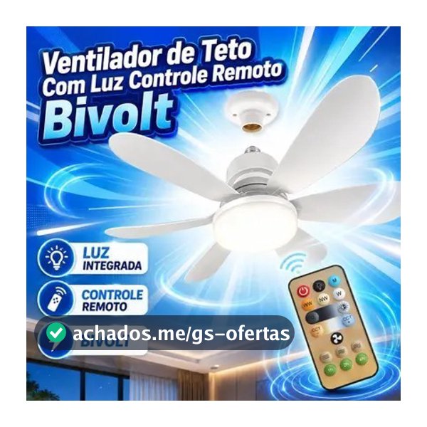 Ventilador de teto Com Luz 3 em 1 com  Controle Remoto Bivolt LED 110V-220V