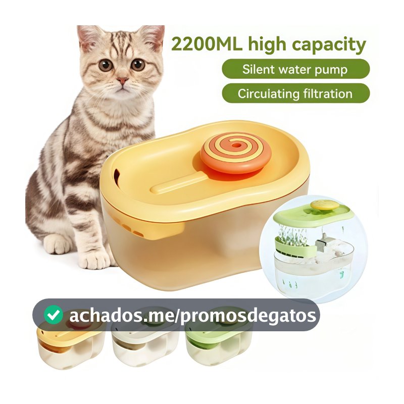 Bebedouro Automático para Gatos 2,2L - Ultra Silencioso com Filtro e Luz UV -Z1