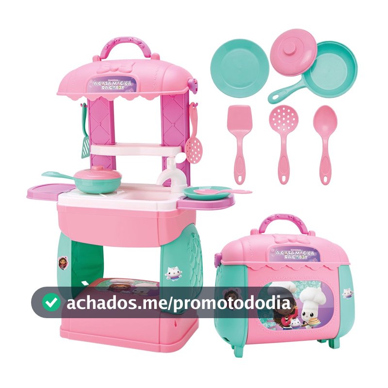 Bag Kitchen Casa Mágica Da Gabby Mini Cozinha Infantil Maleta 2 Em 1 Portátil  - Bambola