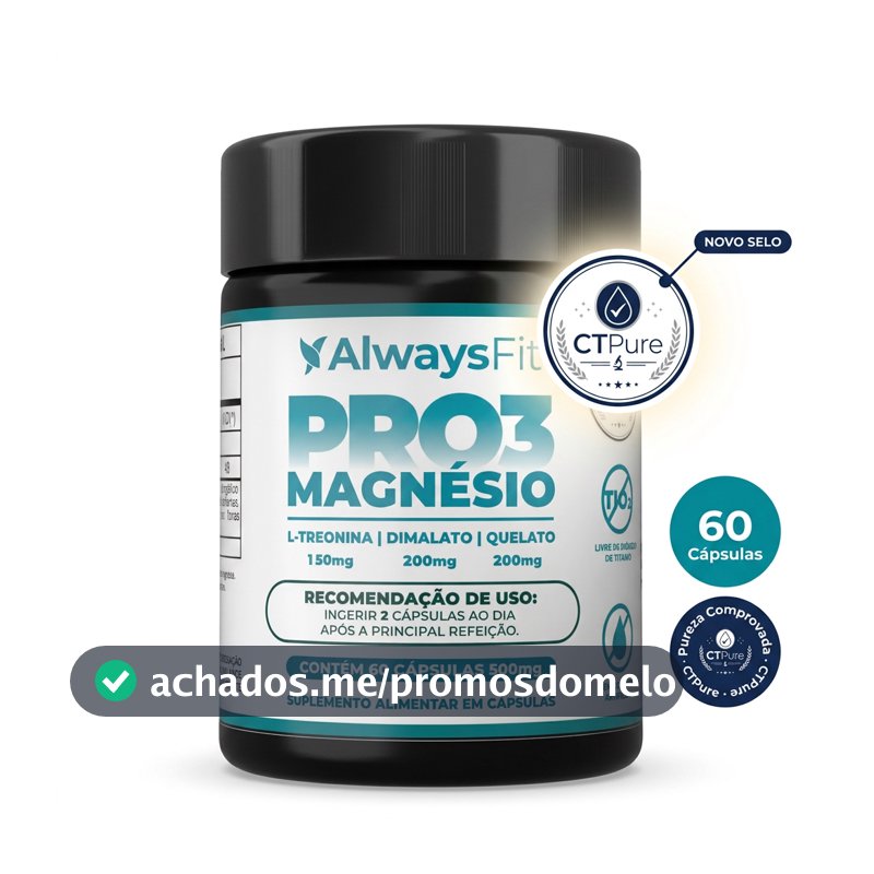 Pro3 Magnésio AlwaysFit  | Magnésio Dimalato + Magnésio Quelato + L-Treonina | 60 Cápsulas