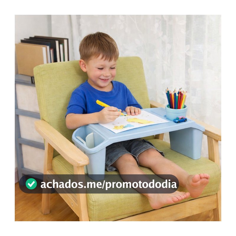 Mesinha Infantil Portátil Com Porta Objetos Mesa De Colo Estudo Lanche Suporte Tablet E Atividades
