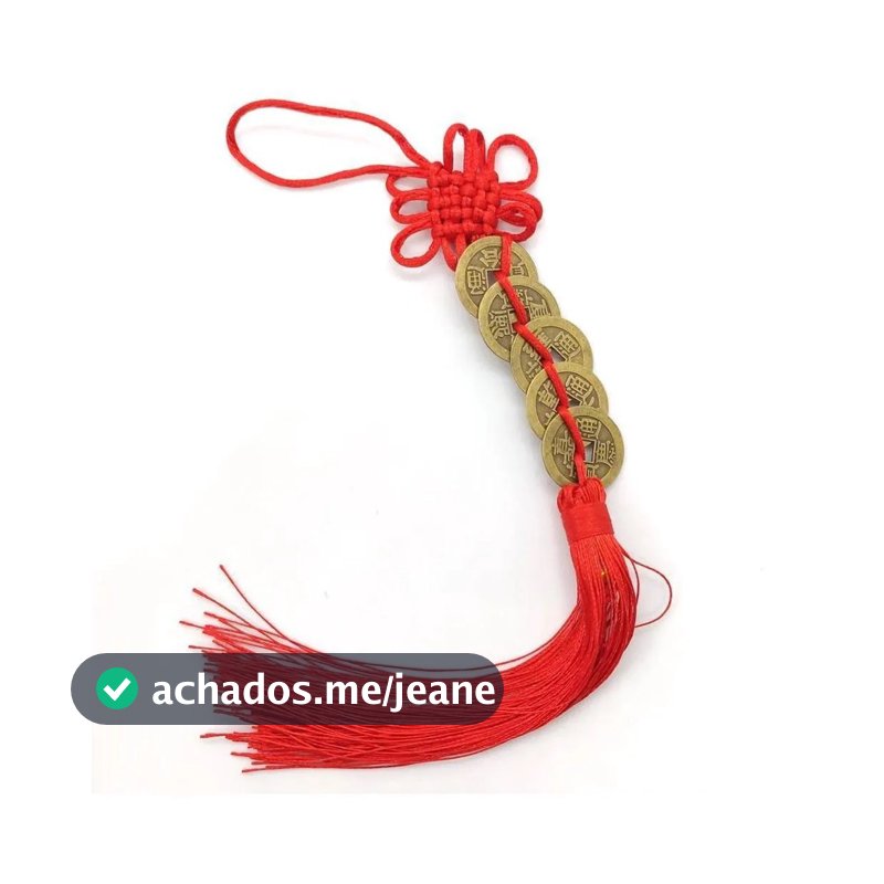 Chaveiro Amuleto Moeda Chinesa Móbile 5 Moedas Ching - Talismã Da Sorte, Prosperidade e Proteção