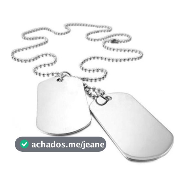 Corrente Prata Masculino Militar Placa Colar Lisa Dog Tag RF15