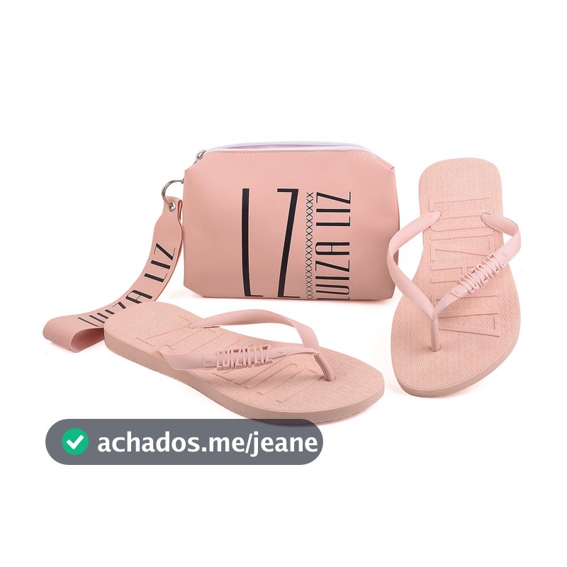 Kit chinelo Luiza Liz e necessaire bolsa de mão pequena kit dia a dia blogueira