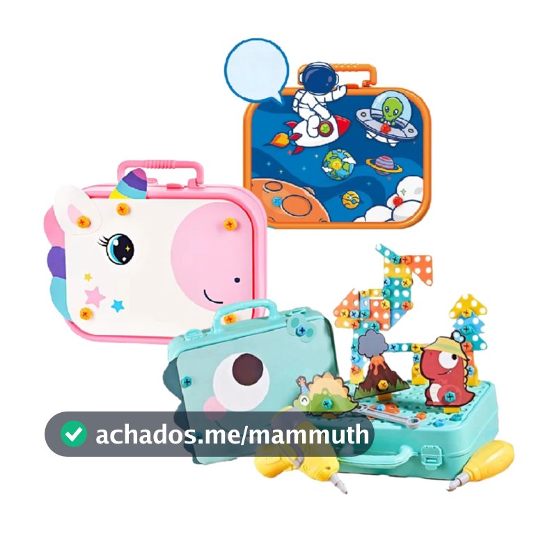 Kit de Ferramentas Infantil Brinquedo Montagem Parafusos, Furadeira Elétrica Pilha Crianças