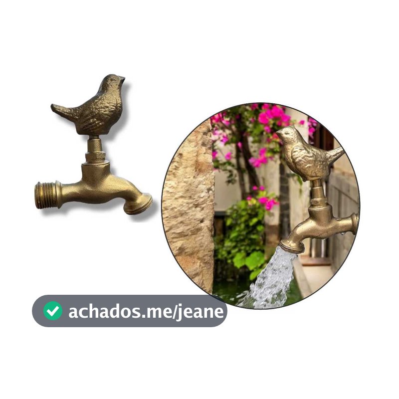 Torneira De Jardim Quintal em Metal Colonial Passarinho Decoração Casa Clássica Vintage Externa