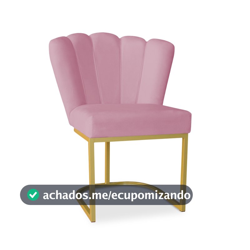 Poltrona Cadeira Pétala Base de Ferro Dourada para Manicure