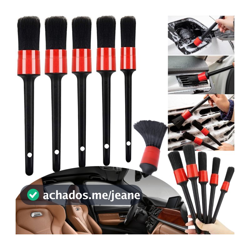 Kit Pincel Automotivo Detalhamento Conjunto 5 Peças Limpeza Automotiva Jogo 5 Peças Higienização