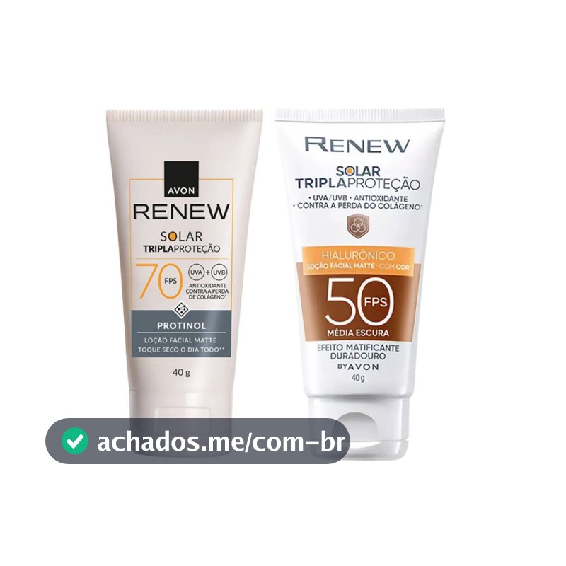 Protetor Solar Facial Renew FPS70 / Média Escura FPS50 Avon 40g