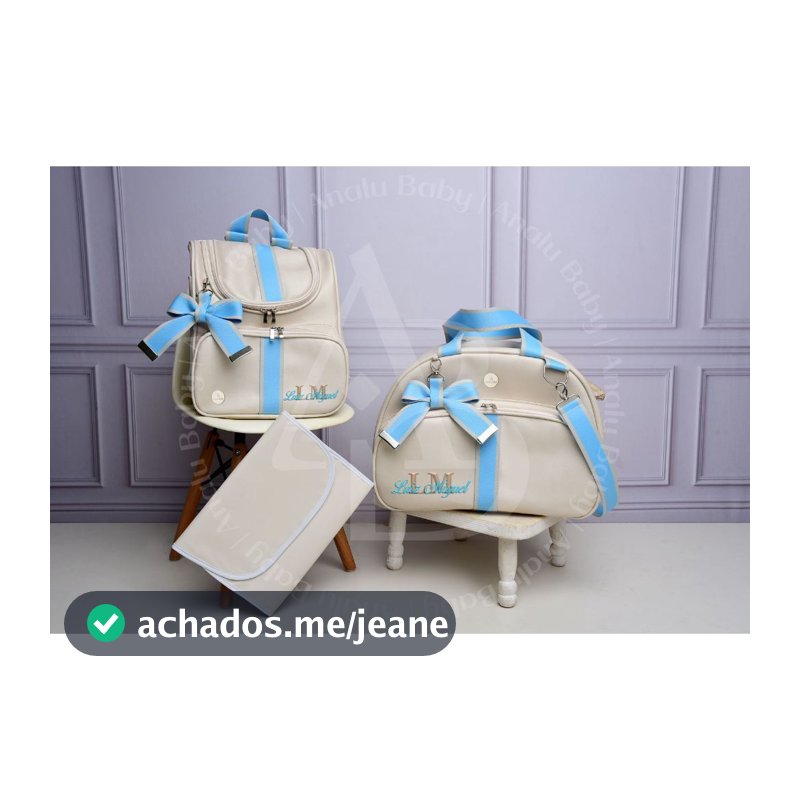 kit maternidade PERSONALIZADO  3 peças bordado  COM NOME / térmica e impermeável l mochila 3D