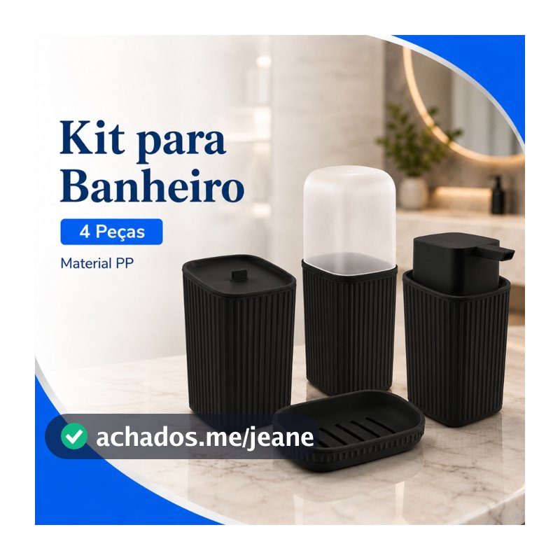 Kit 4 Acessórios Banheiro Porta Sabonete Líquido Porta Algodão Escovas Saboneteira