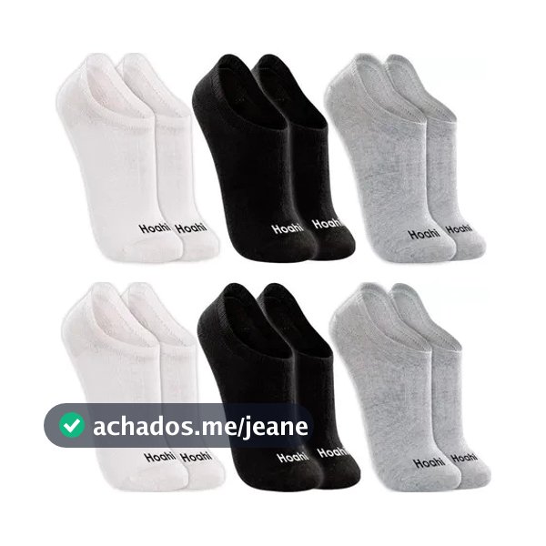 Kit 6 Pares Meias Hoahi Invisível Sapatilha Cano Baixo Confortável Masculina Feminina Algodão