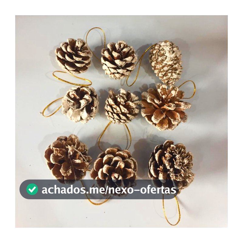 Enfeite C/9 unidades de Pinha Nevada 4cm NTA10002  Enfeite Arvore De Natal Decoração Enfeite Natalino Barato