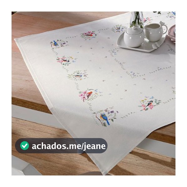 Toalha de Chá Jardim 78cm x78cm Quadrada Dohler Renova Clean Limpa Fácil Pássaros